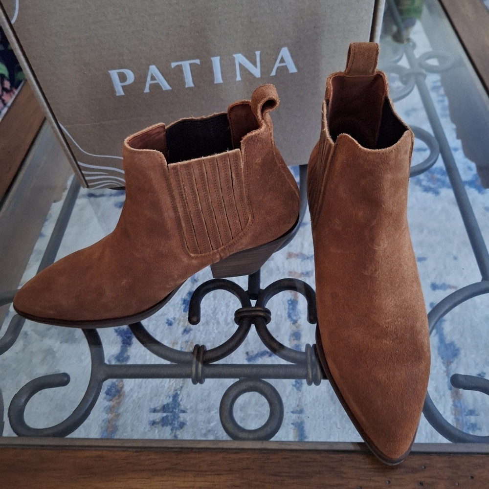 NWT Patina Dakota Western Leather Suede Ankle Boots 8.5